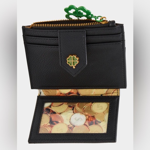 BETSEY JOHNSON Blarney Irish St Patricks Day Black Vegan Leather Wallet - Picture 6 of 6